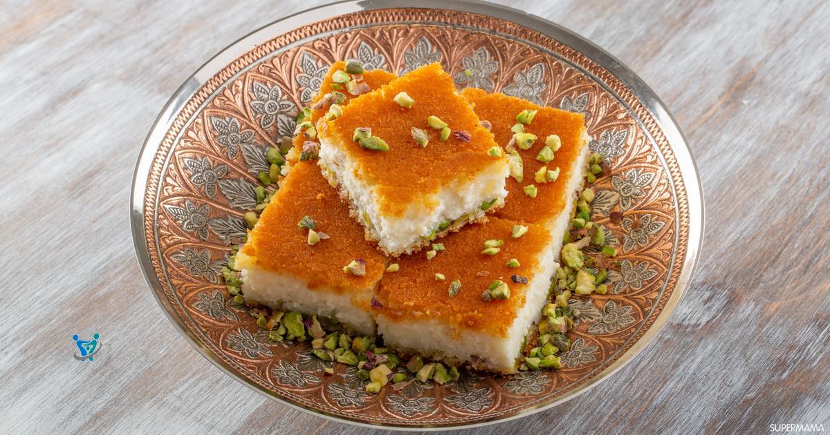 بسبوسة بالقشطة بدون بيض 1 بسبوسة بالقشطة بدون بيض